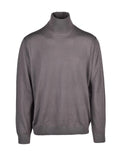 Grey Acrylic Virgin Wool-Blend Crewneck Sweater