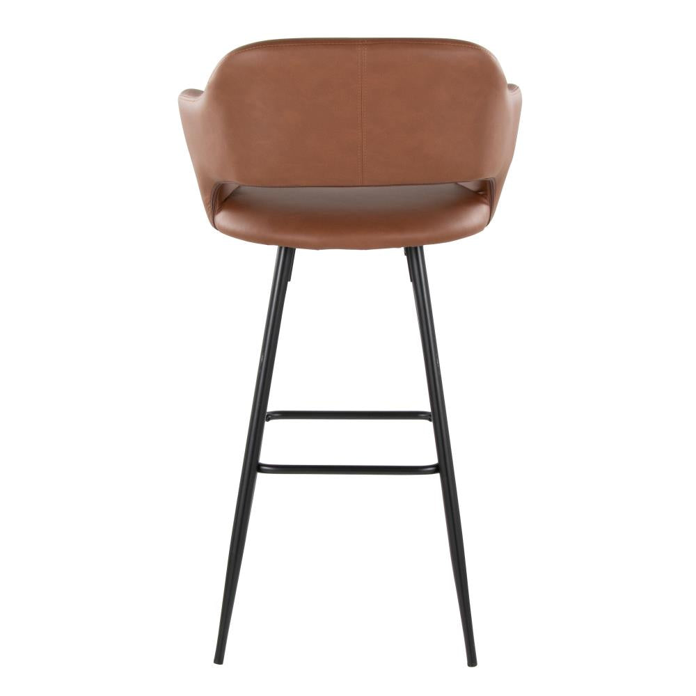 Contemporary Faux Leather Barstools with Armrests