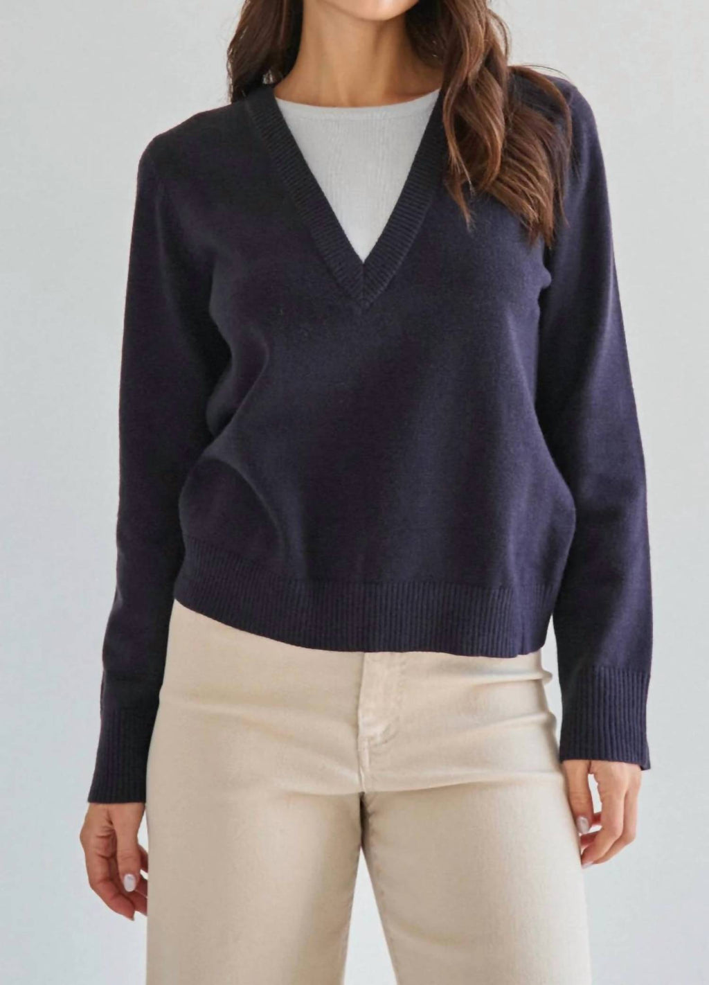 Layered Look Sweater In Navy