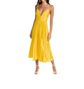 Viv Mitered Pleating Dress In Yellow Tang