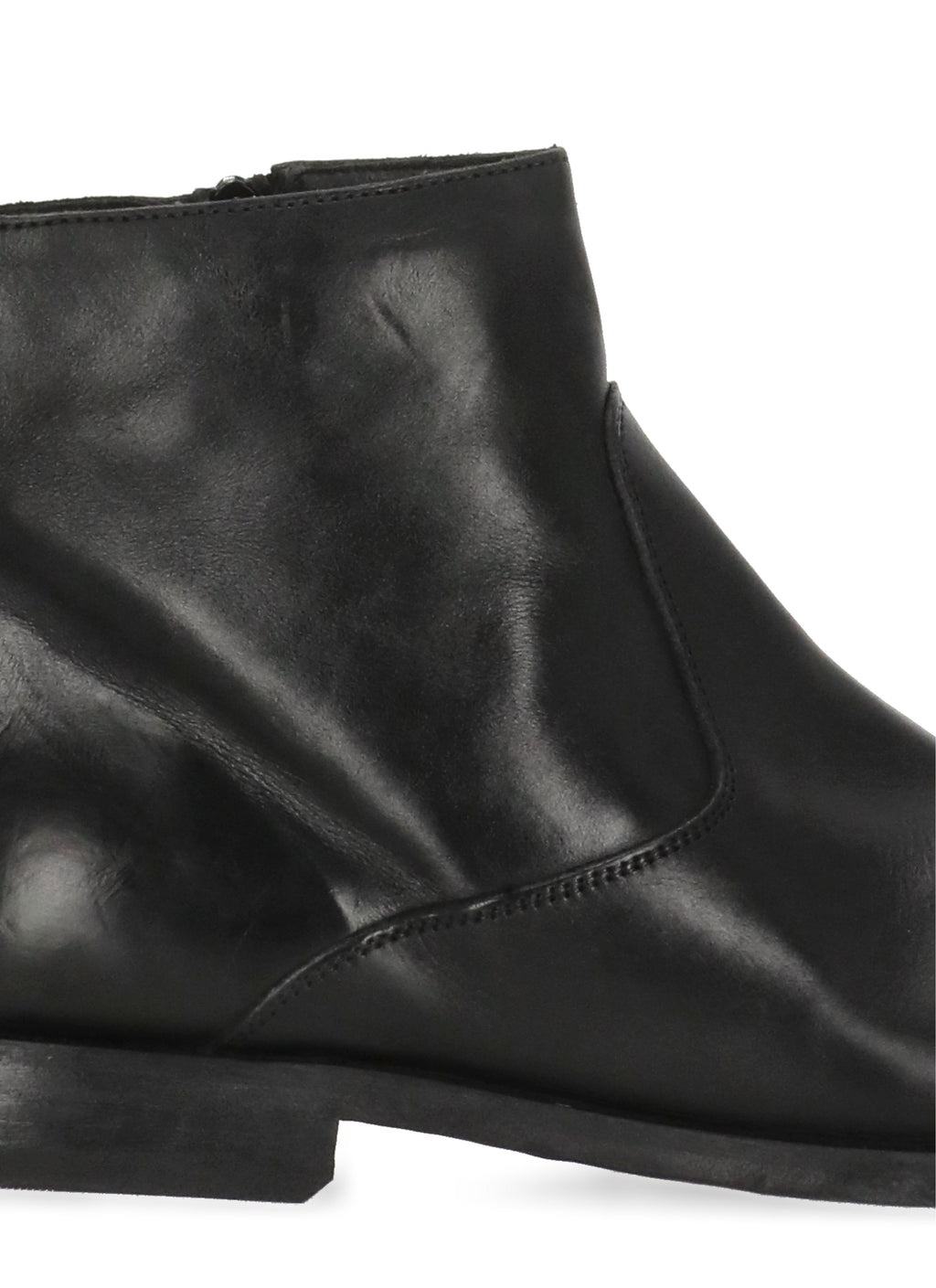 Black Caesar Vintage Zip Leather Ankle Boots