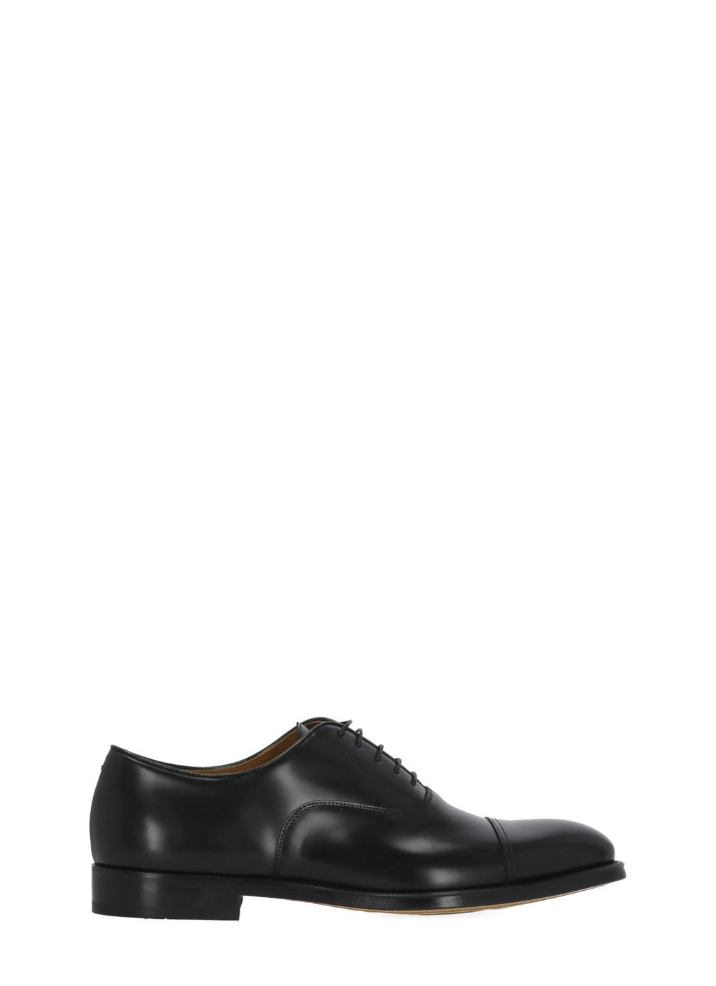 Black Horse Smooth Leather Lace-Up Shoes