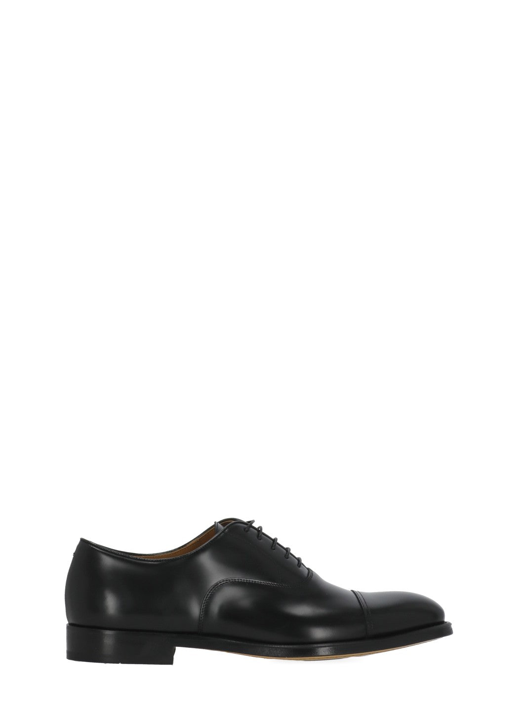 Black Horse Smooth Leather Lace-Up Shoes