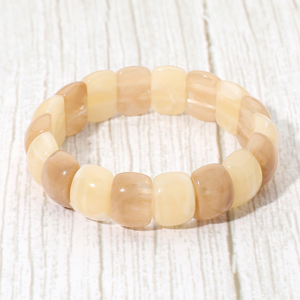 Chunky Marbled Barrel Beaded Stretch Bracelet
