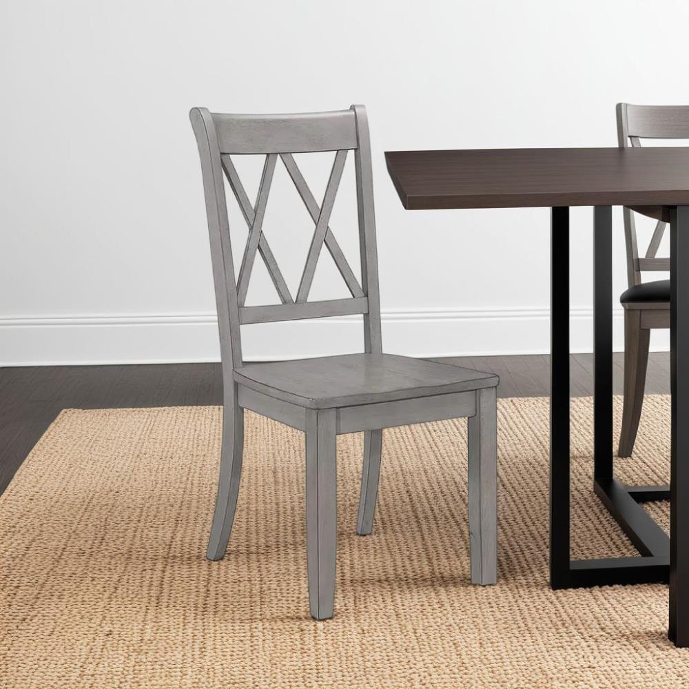 Modern Wooden Side Chairs with Decorative X Shaped Backrests