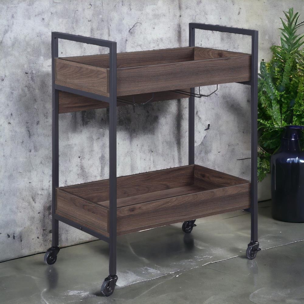 Modern Serving Cart with Open Storage Shelves