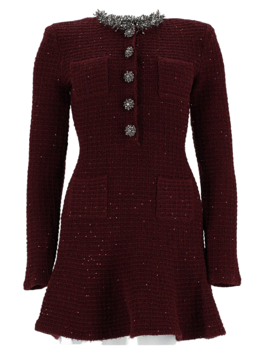Rich Bordeaux Textured Mini Dress
