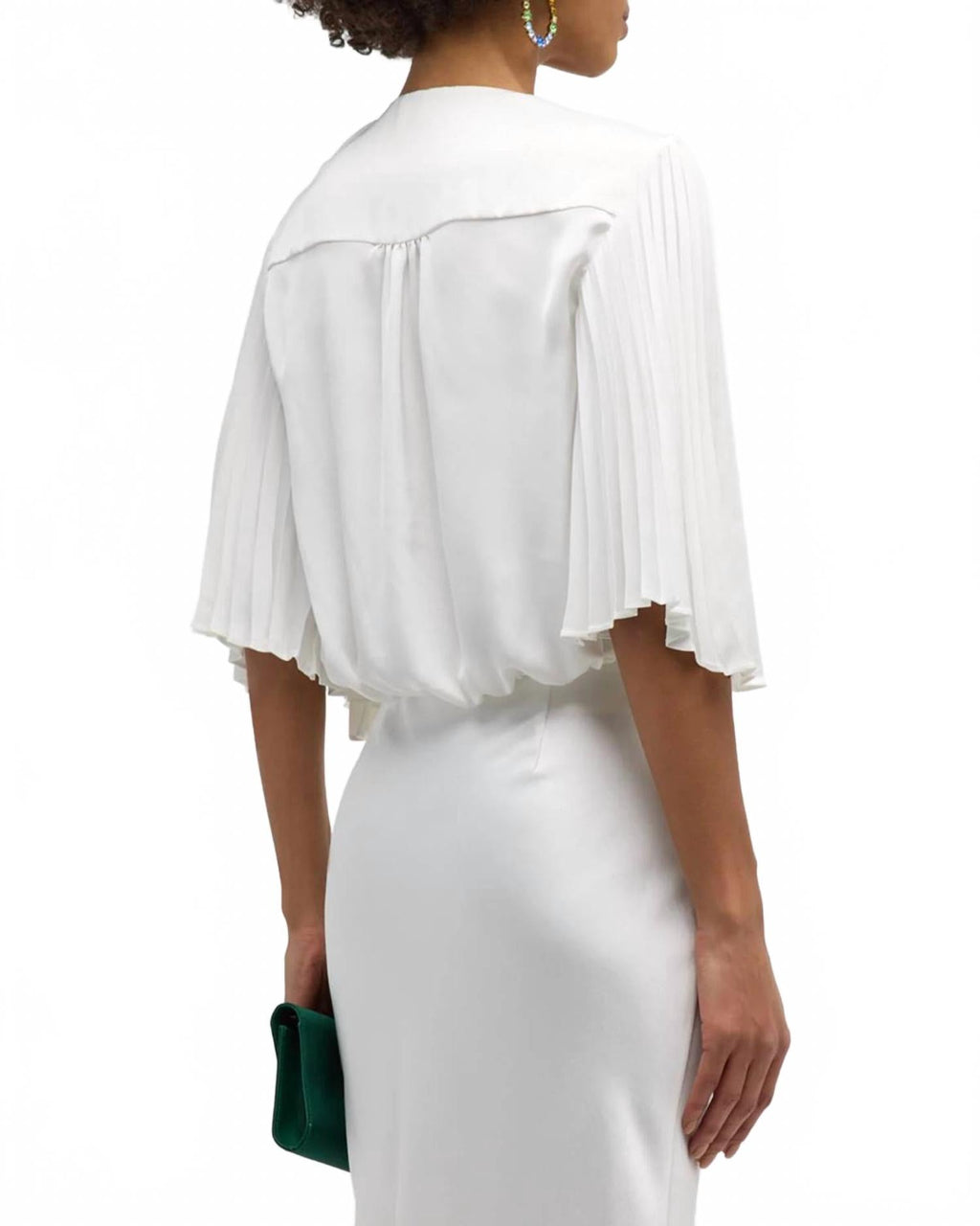 Salma Pleated Sleeves Blouse In Ivory