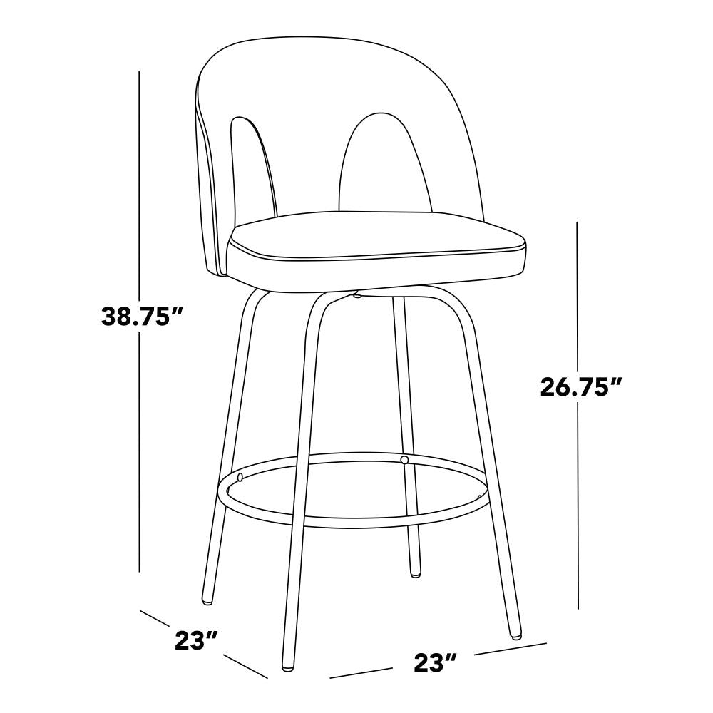 Set of 2 Metal Frame Swivel Counter Stools with Comfortable Upholstered Seats