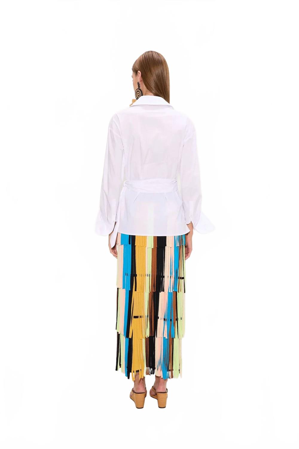 Anya Poplin Wrap Top In Macadamia White