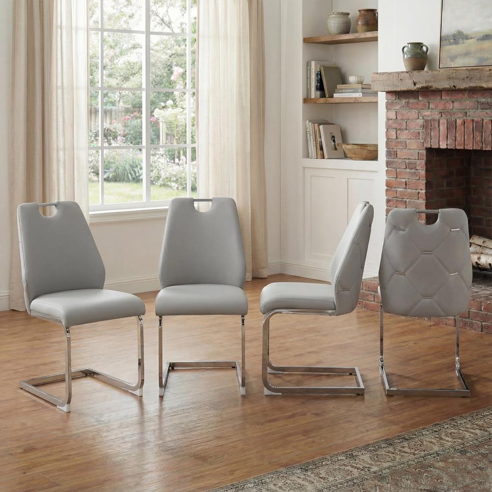 Set of 4 Stylish Dining Chairs with Decorative Pull Handles