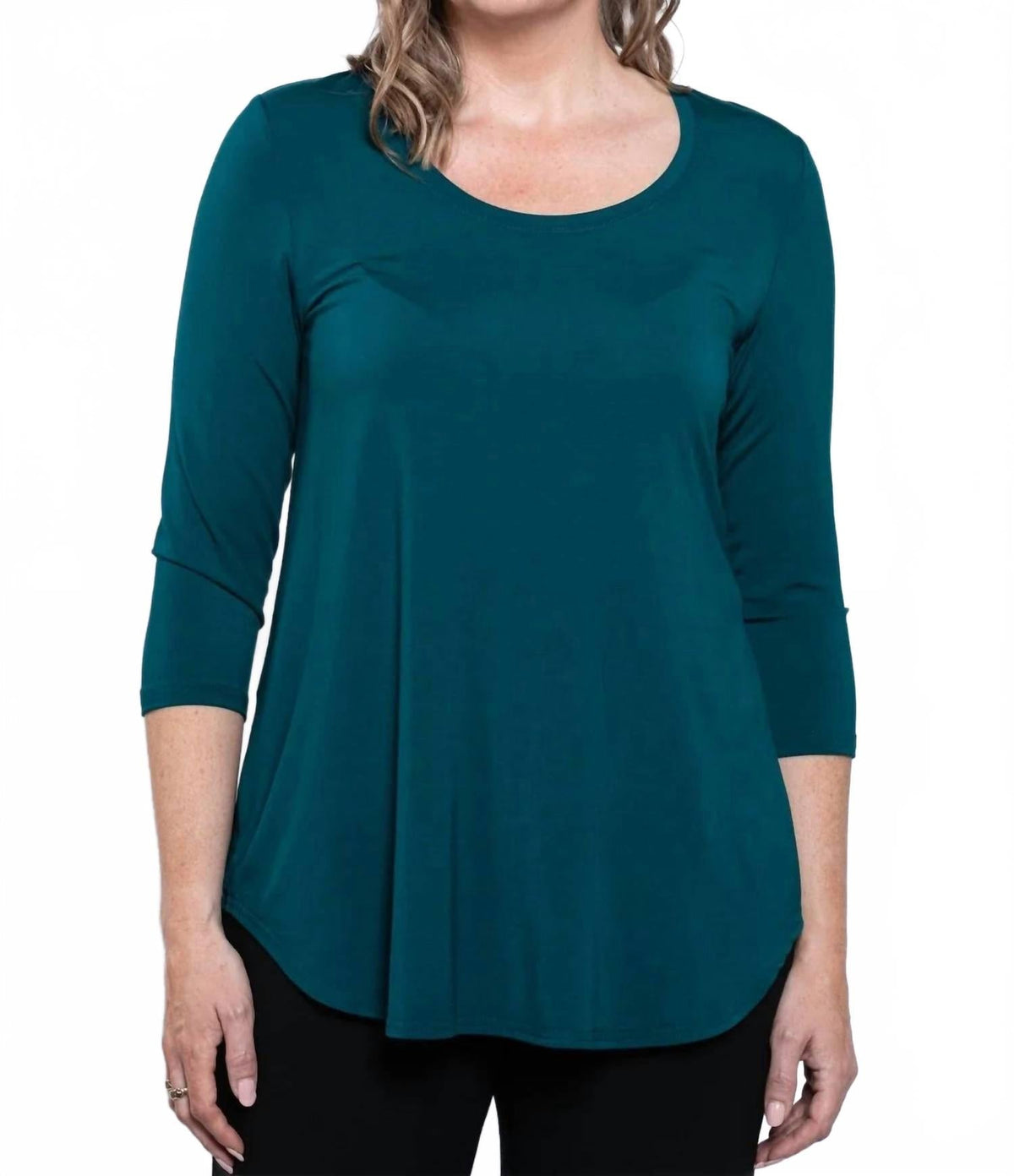 Women's Quarter Sleeve Bamboo Top In Teal