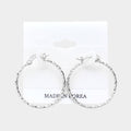 Textured Metal Hoop Pin Catch Earrings