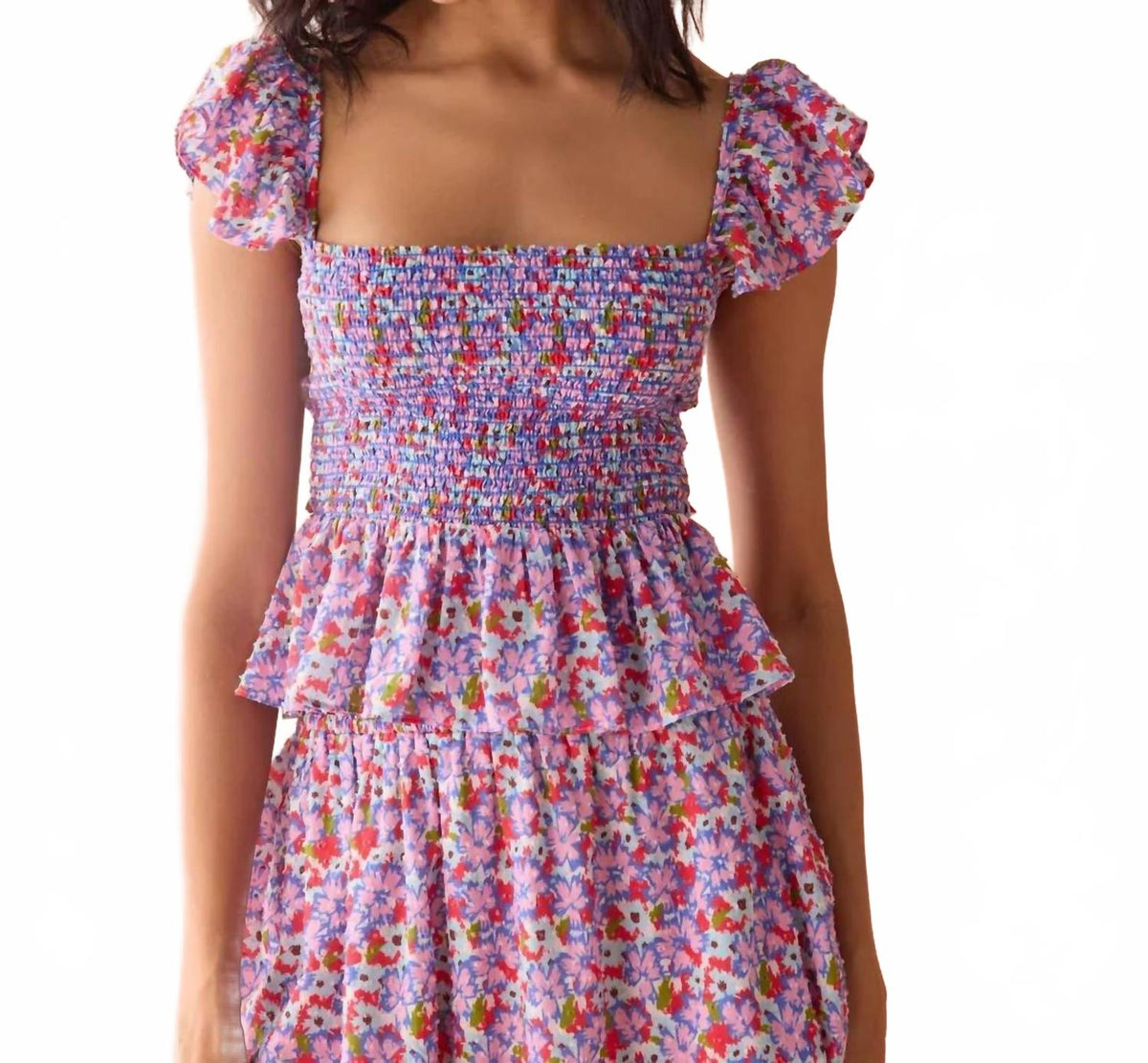 Zoe Floral Top In Rita Punch