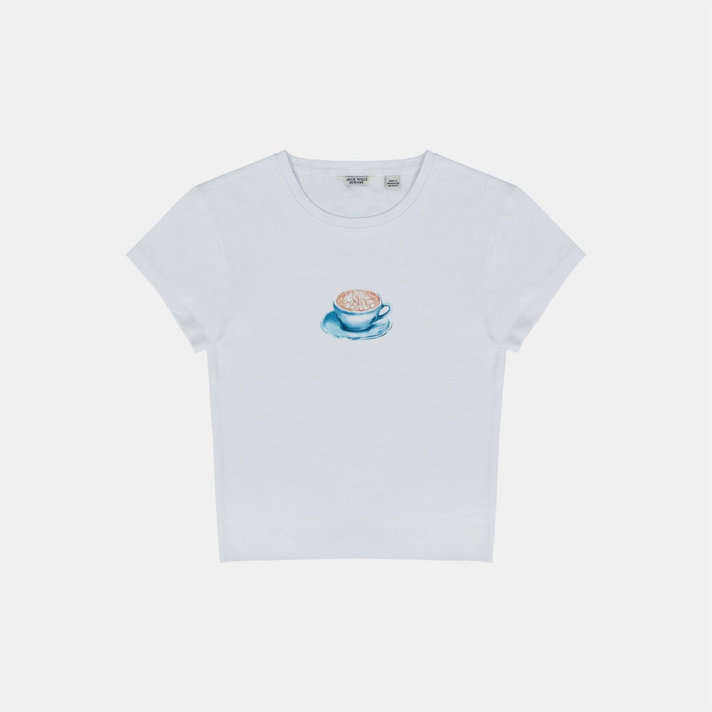 Jack Wills Graphic Cotton Short Sleeve Crew Neck Print Crop Top