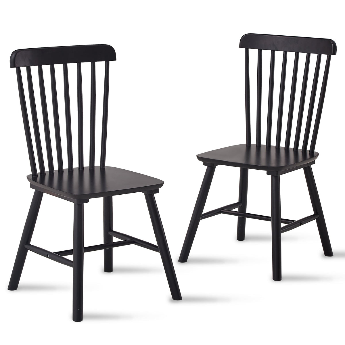 Rubberwood Frame Dining Chair Pair
