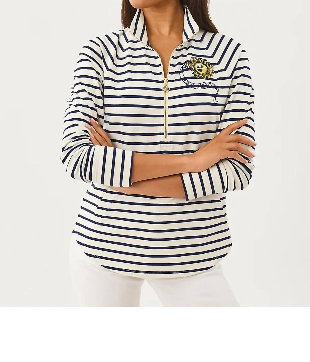 Skipper Long Sleeve Popover Sweatshirt In Multi Tropical Chest Embellishment