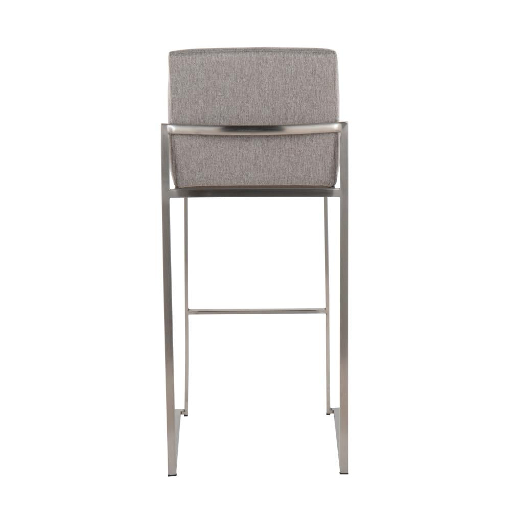 Contemporary High-Back Fabric Barstools Set of 2