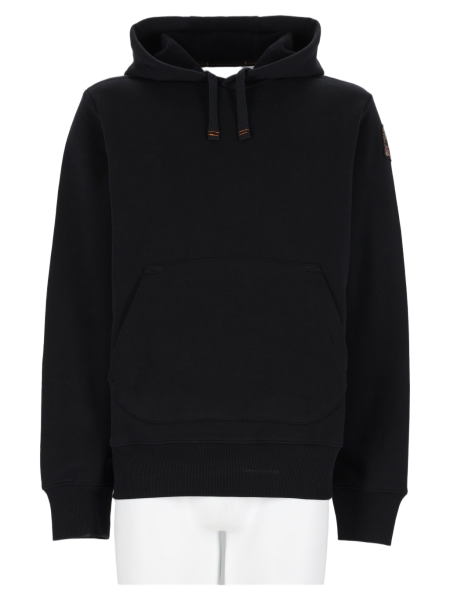 Black Hooded Cotton-Blend Kangaroo Pocket Sweatshirt