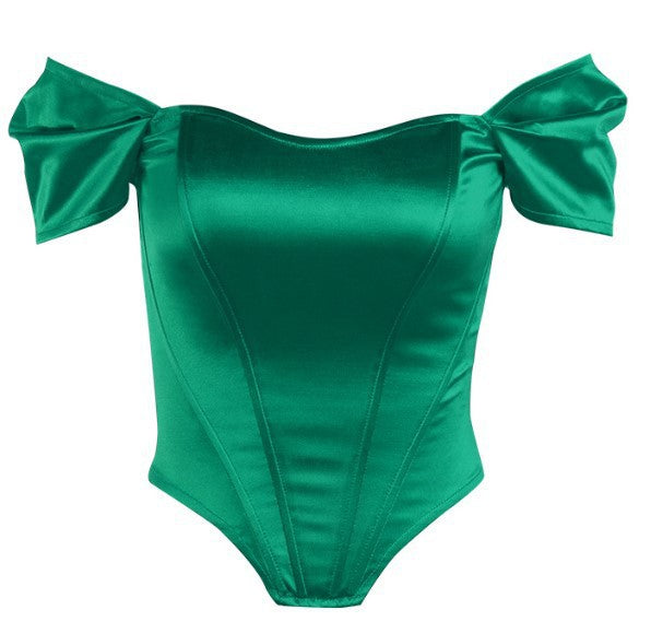 Fishbone Corset Tube Top Green