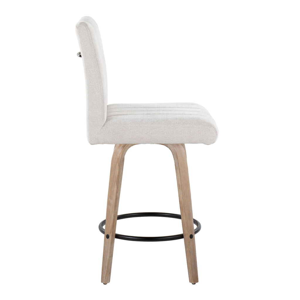 Pair of Cushioned Counter Stools with Round Footrests