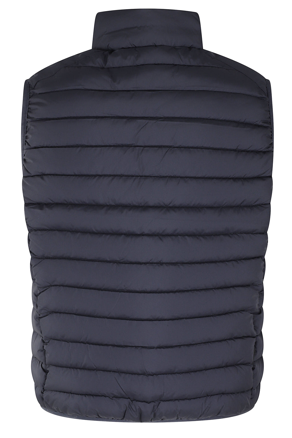 Quilted Blue Black Gilet With High Collar