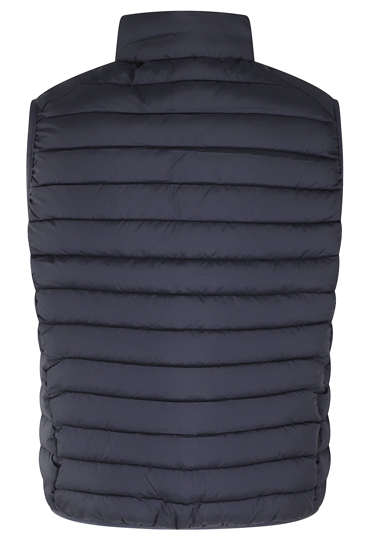 Quilted Blue Black Gilet With High Collar