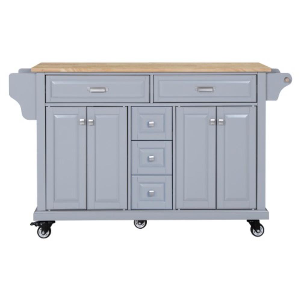 Kitchen Storage Island with Rubberwood Worktop and Five Drawers