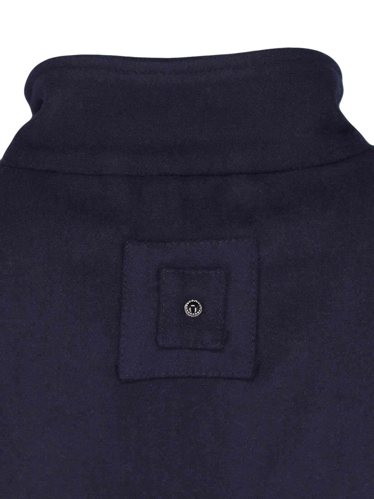 Blue Wool-Blend High Collar Jacket