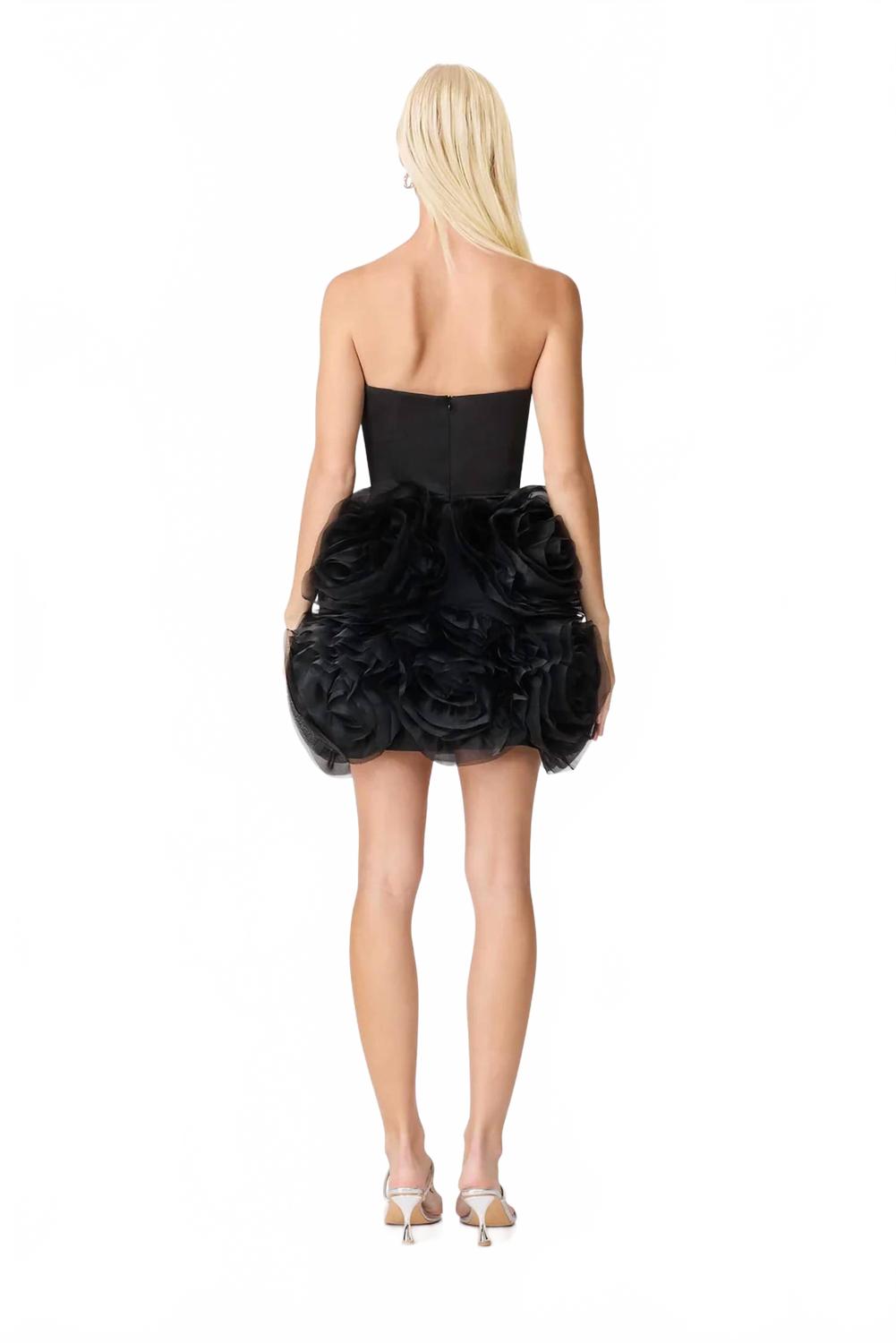 Asher Flower Mini Dress In Black