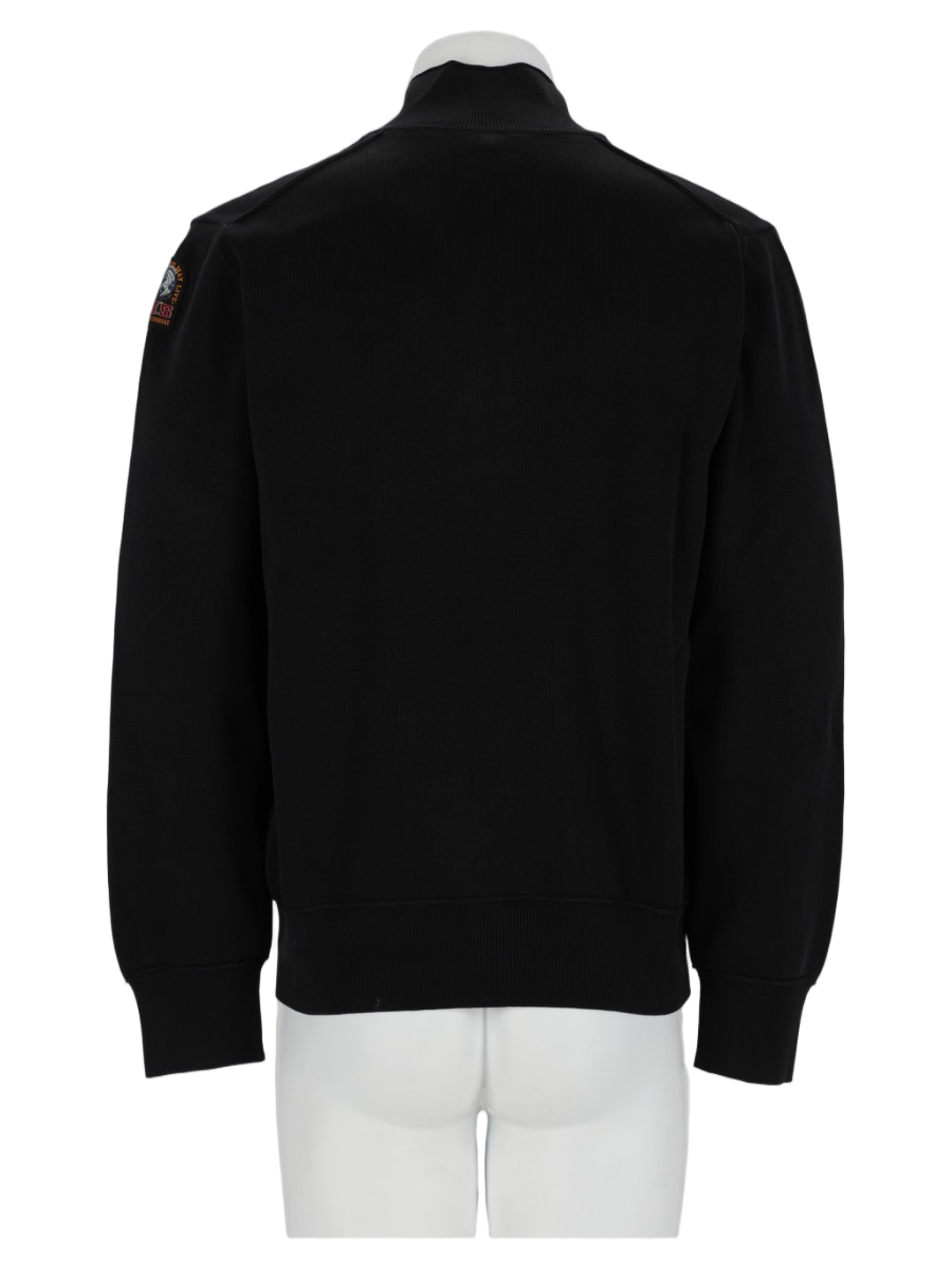 Half-Zip Stand Collar Cotton-Viscose Knit Sweater