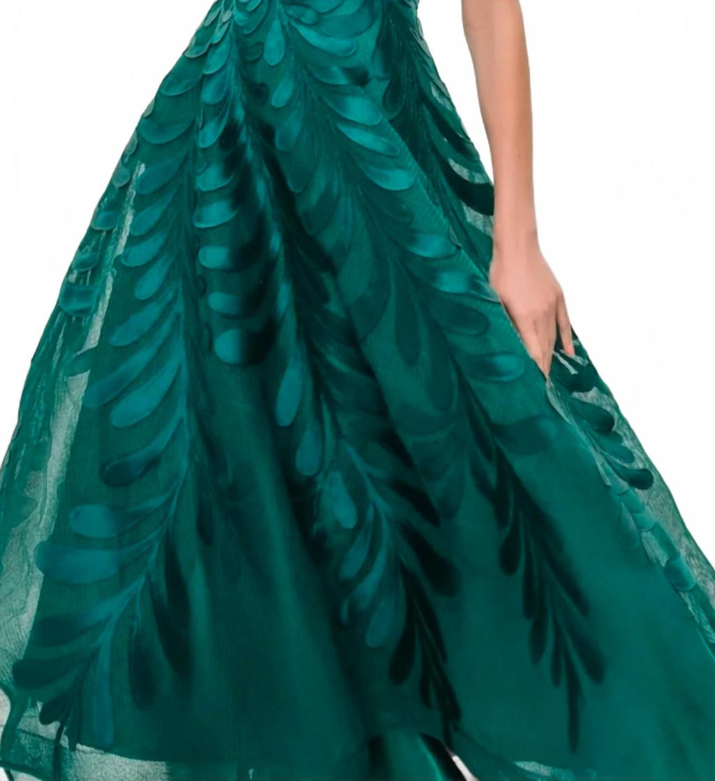 Bateau Neck High Low Formal Midi Dress In Juniper
