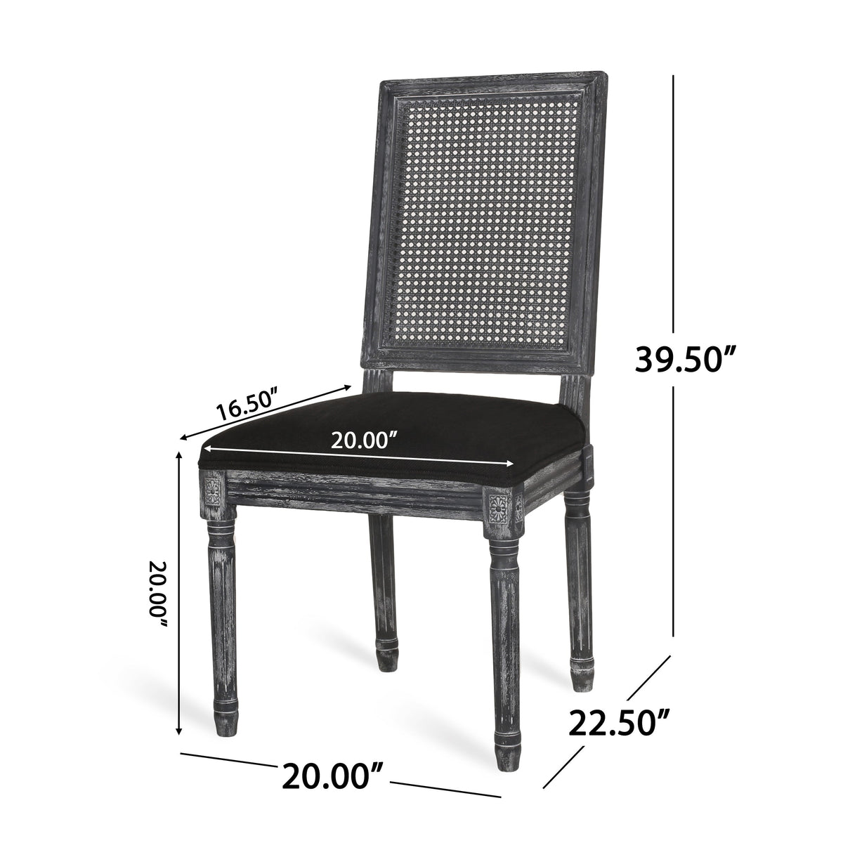 Set of 2 Wooden Dining Chairs with Cushioned Seats