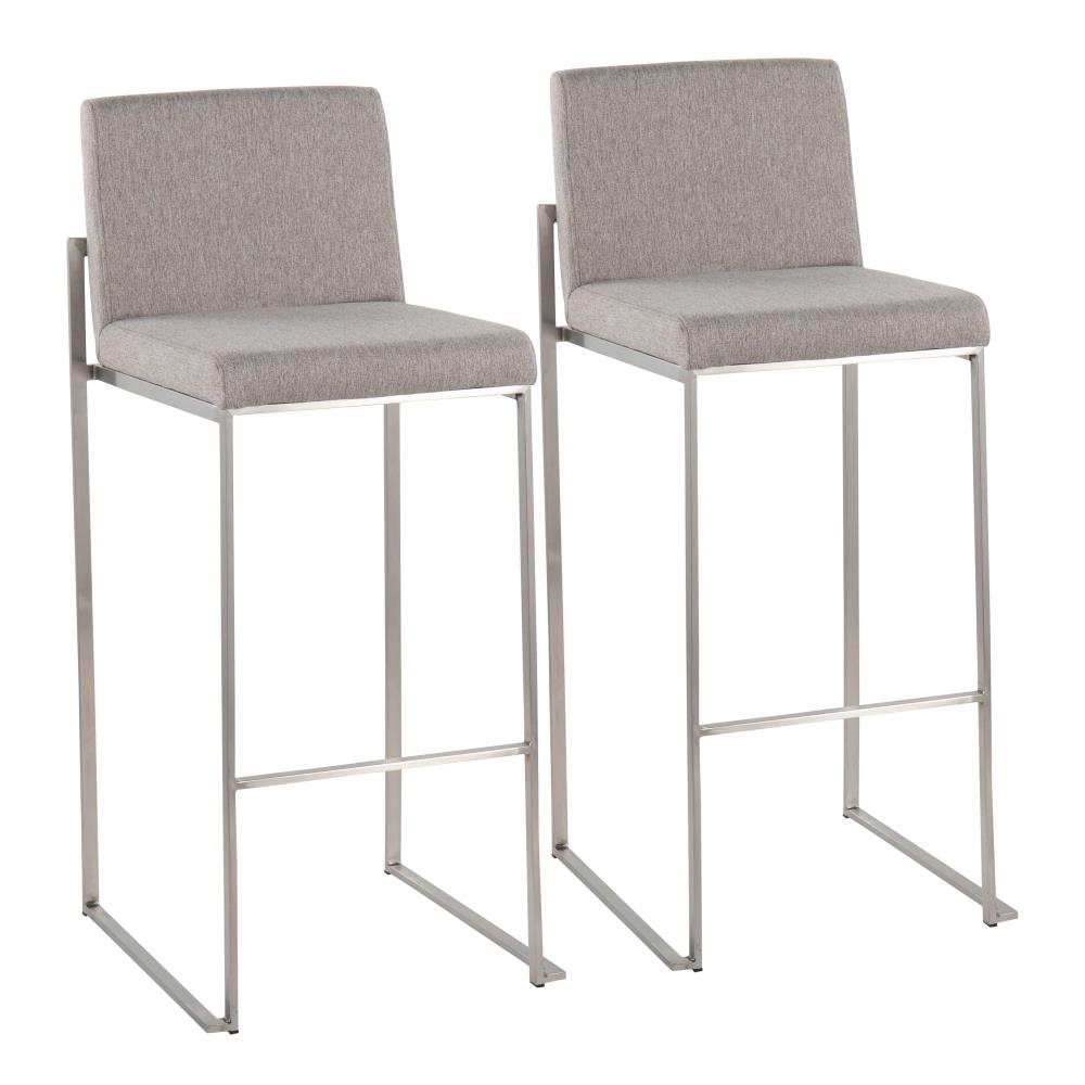 Contemporary High-Back Fabric Barstools Set of 2
