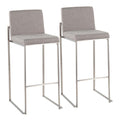 Contemporary High-Back Fabric Barstools Set of 2