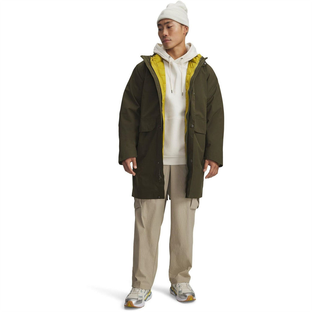 Under Armour Legend Solid Patterned Snap Button Hooded Parka Coat