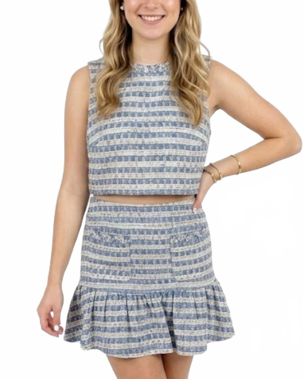 Emily Tweed Top In Blue / White