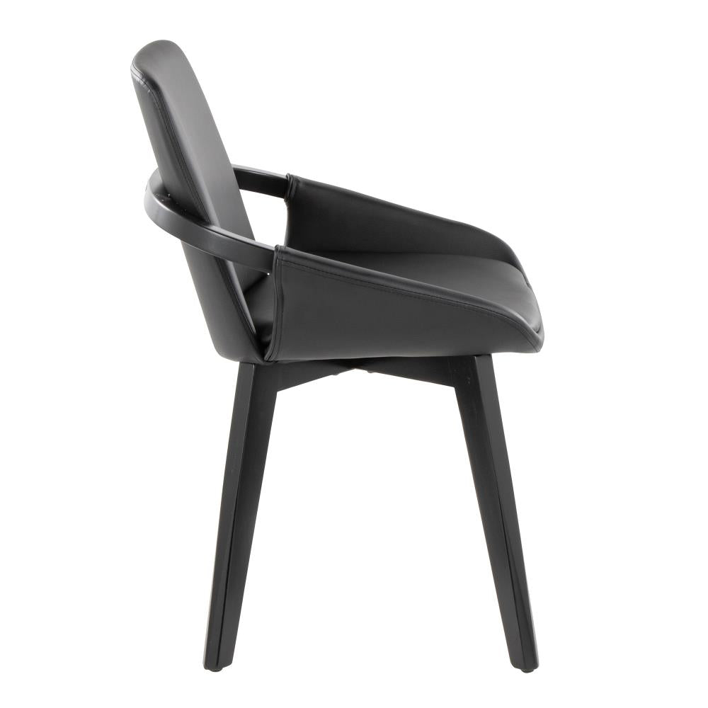 Modern Bamboo Accent Chair with Faux Leather Upholstered Seat