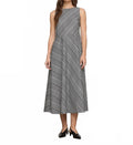 Grid Plaid Cotton Sleeveless Midi Dress In Black Multi