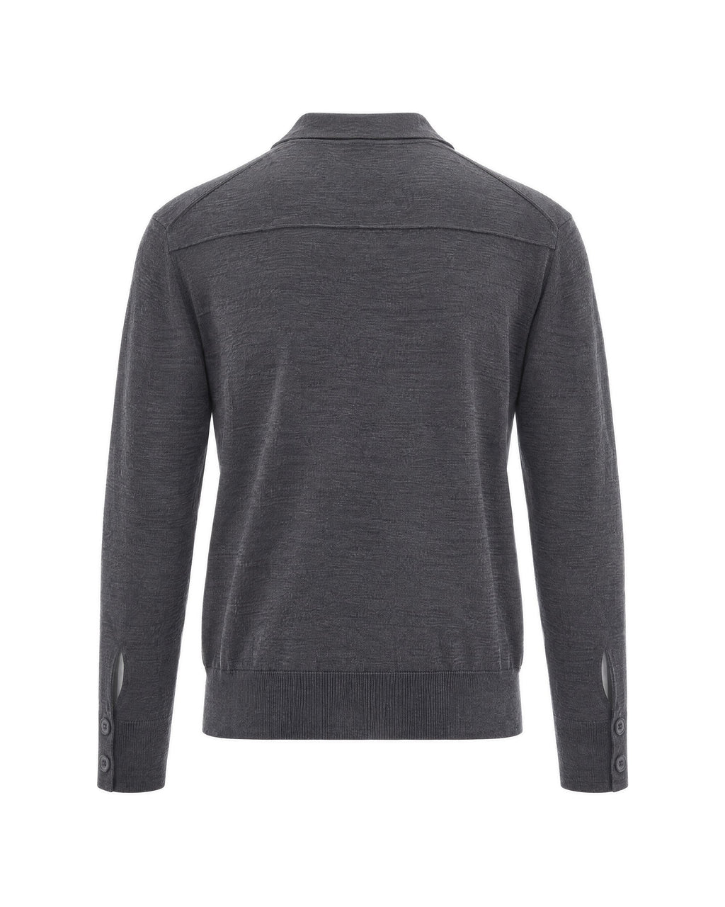 Melange Grey Wool Long-Sleeve Cardigan