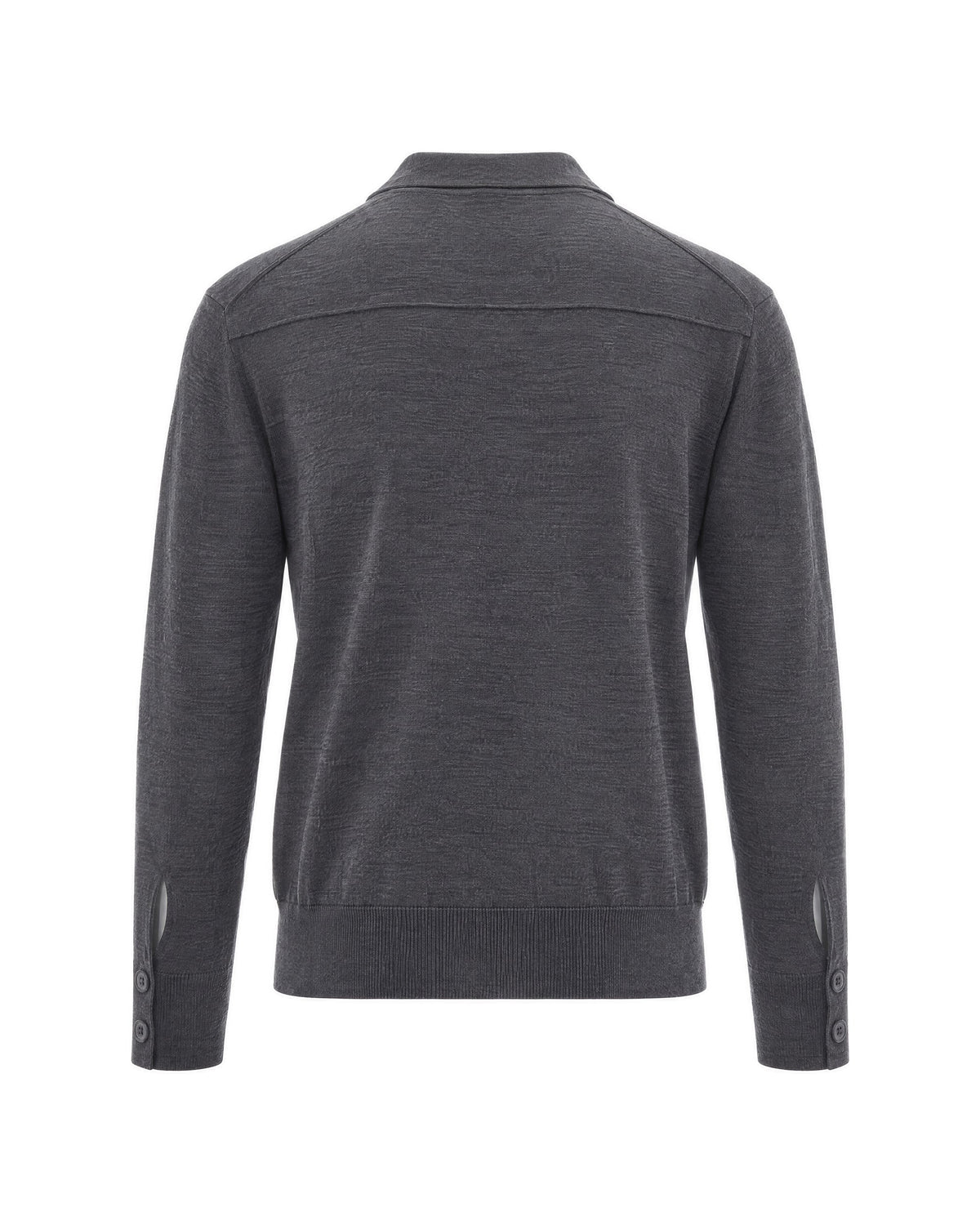 Melange Grey Wool Long-Sleeve Cardigan