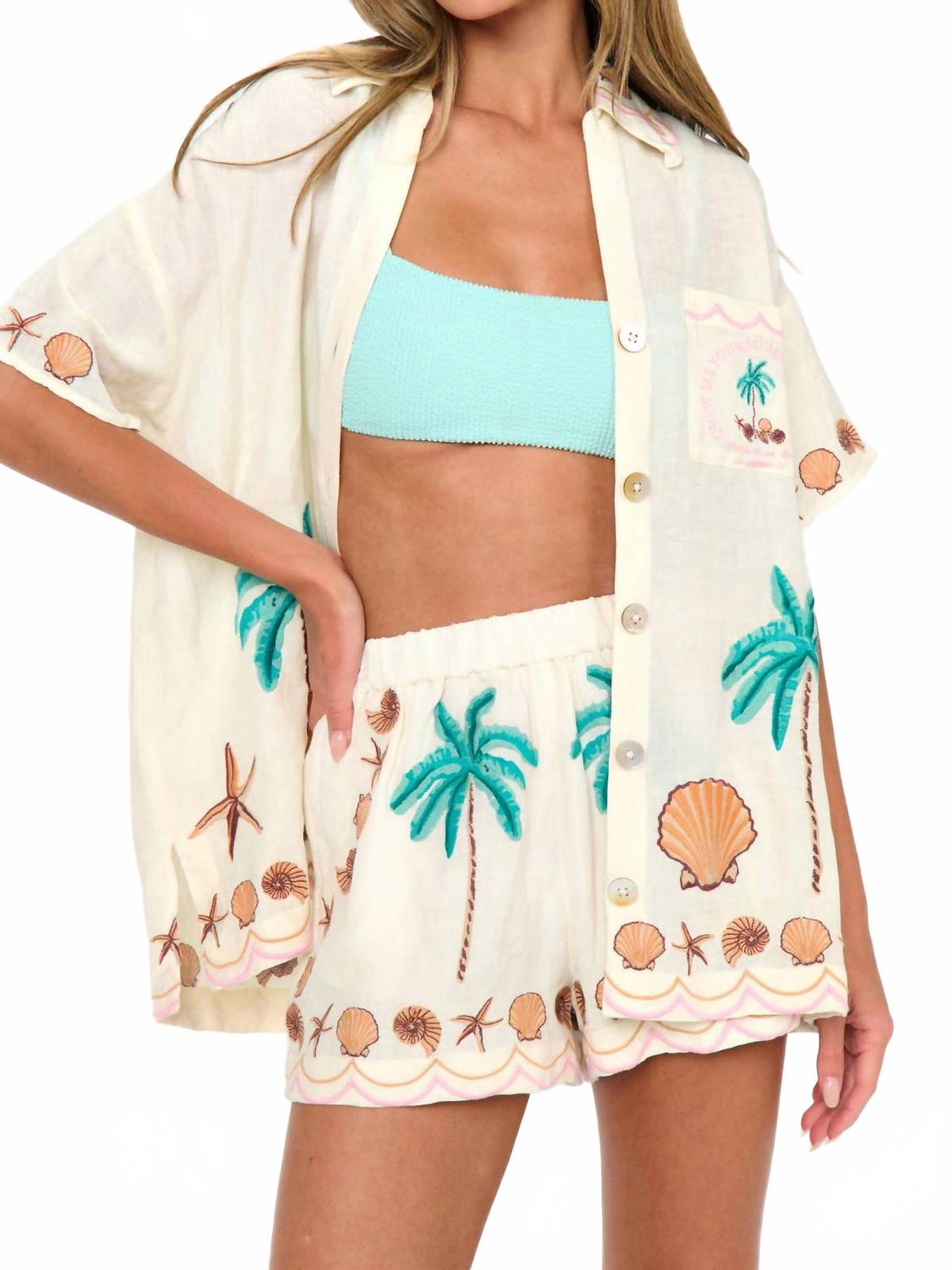 Hendrix Shorts In Beachfront Embroidery