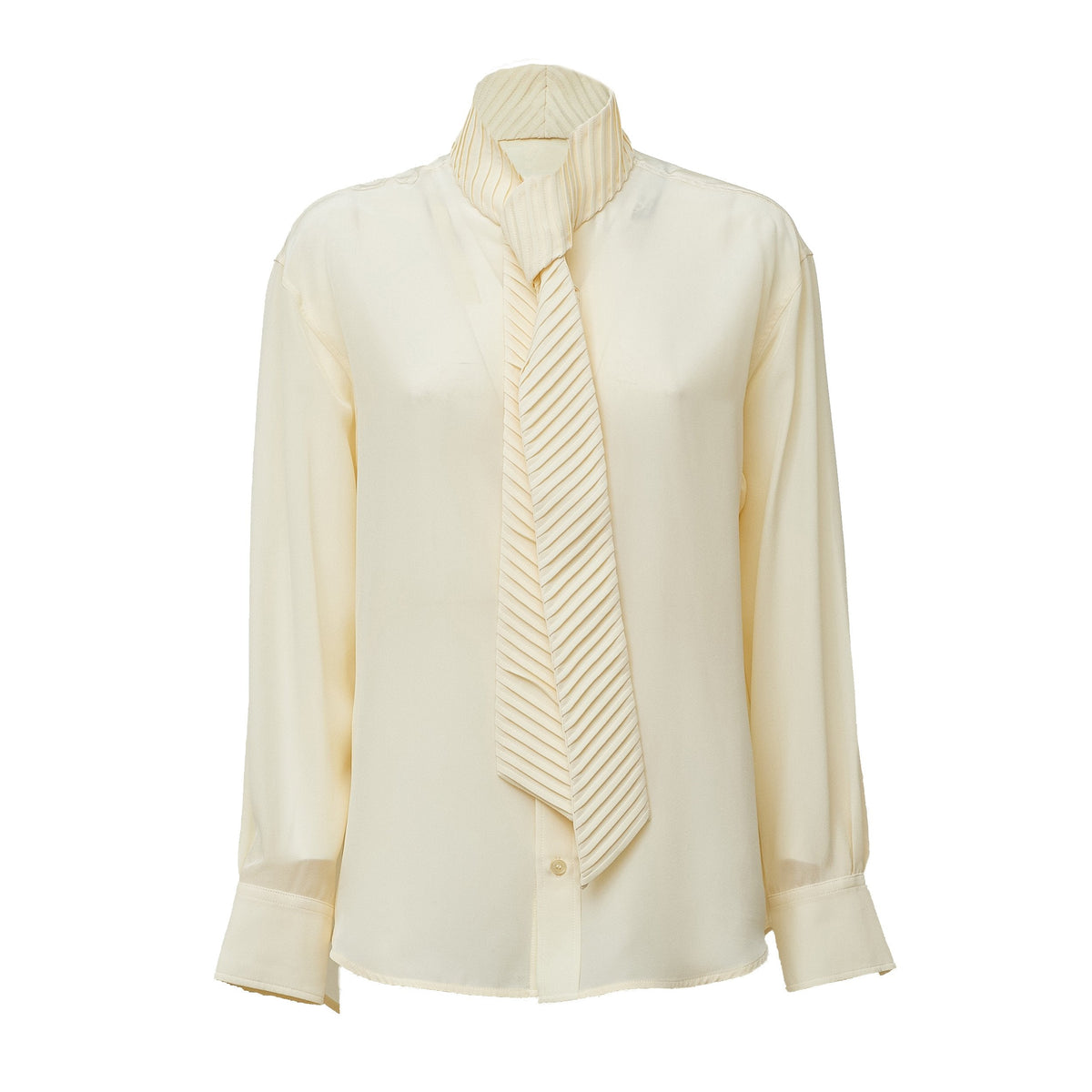 Ivory Crêpe De Chine Scarf Neckline Blouse