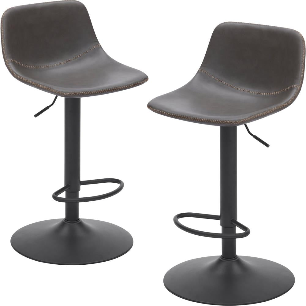 Set of 2 Adjustable Swivel Bar Stools with Supportive Backrests