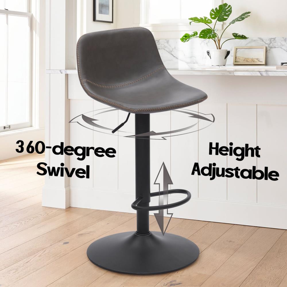 Set of 2 Adjustable Swivel Bar Stools with Supportive Backrests