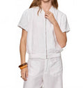 Everly Linen Bomber Top In White