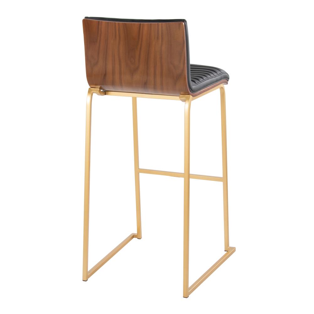 Faux Leather Barstools with Supportive Wooden Backrests