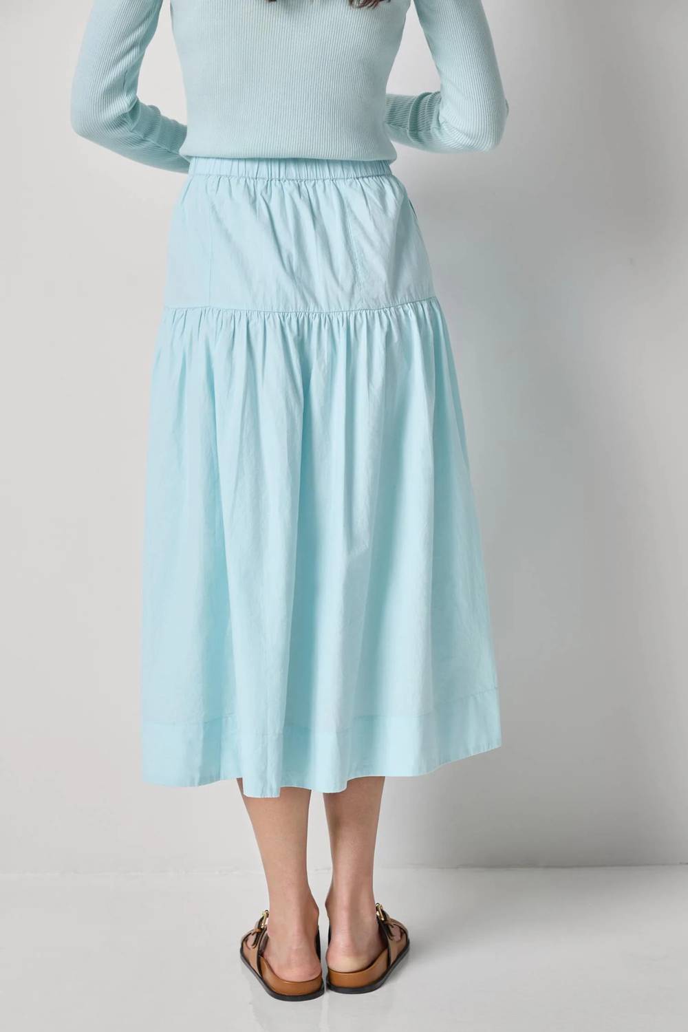 Poplin Yoke Skirt In Seabreeze