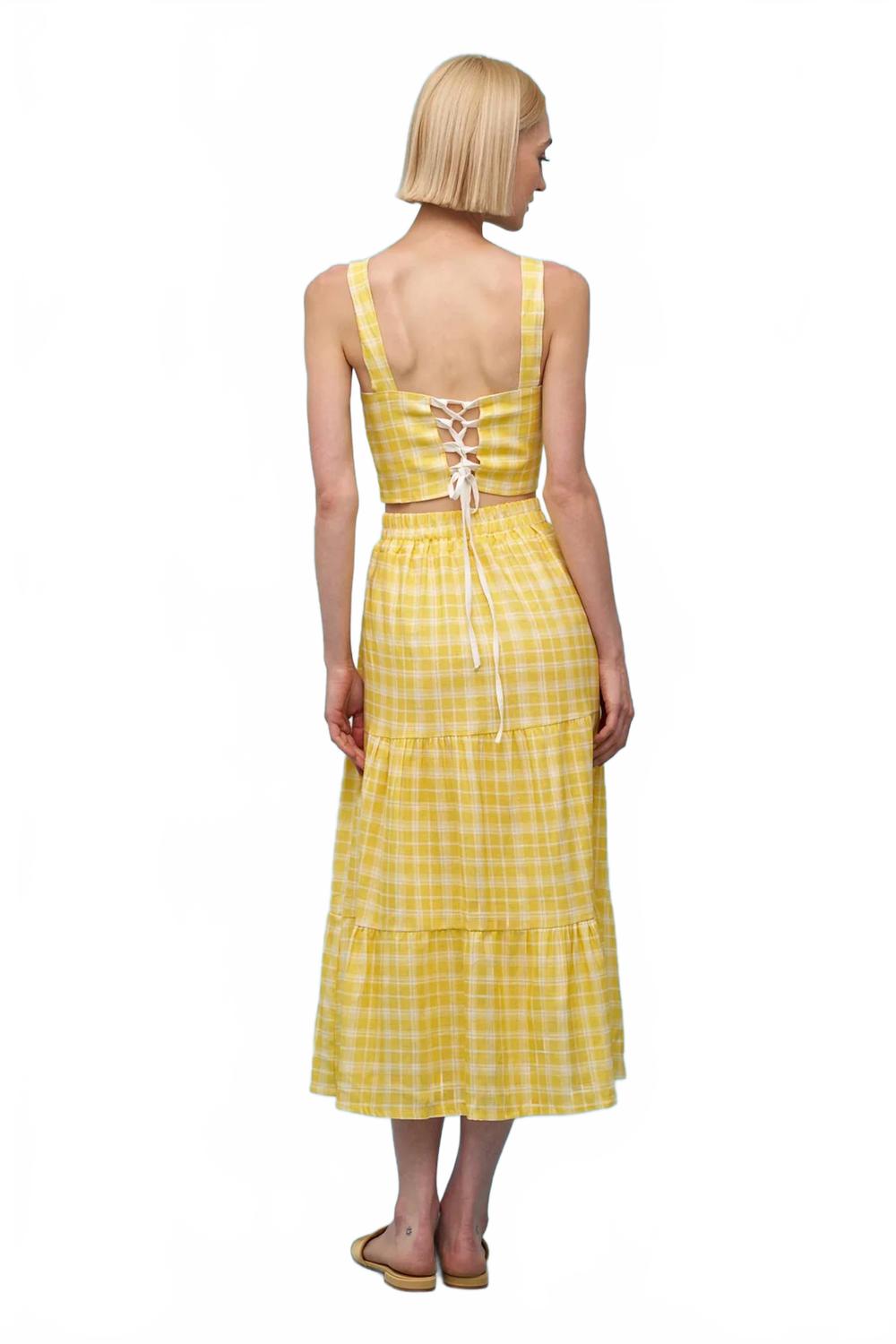 Naples Top And Maxi Skirt Set In Yellow Check