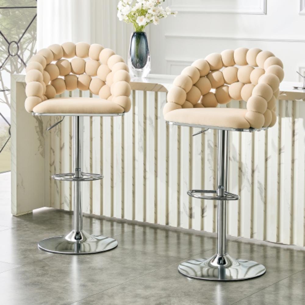 Contemporary Swivel Bar Chairs with Woven Backs